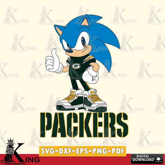 Jumbo collection of Green Bay Packers Sonic Like Football vector illustration for POD merchandise and apparel