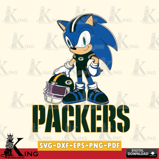 Complete bundle for Green Bay Packers Sonic Player Football SVG cut file for personalized gifts and laser projects