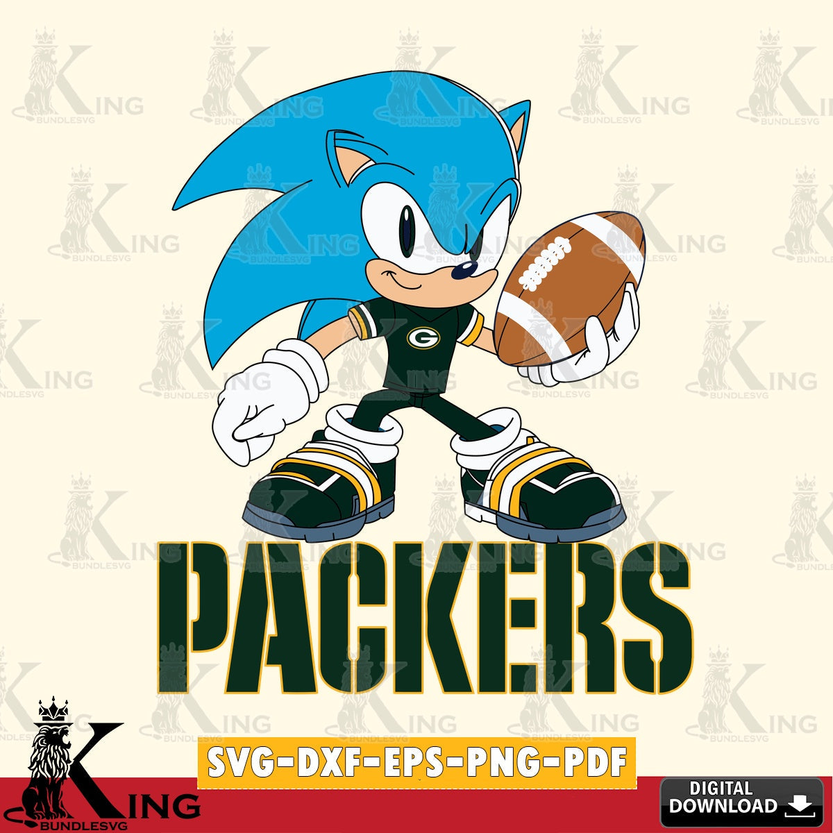 Green Bay Packers Sonic Rugby SVG file, Vector , Digital Download , PDF File , Instant Download