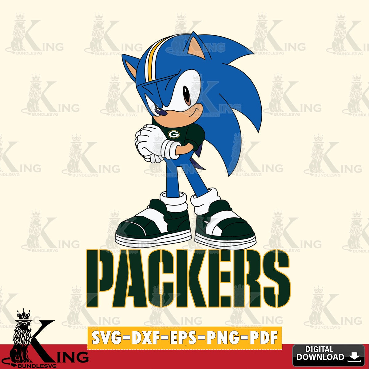 Massive pack of Green Bay Packers Sonic cute Football vector digital download SVG PNG files perfect for Cricut and Silhouette