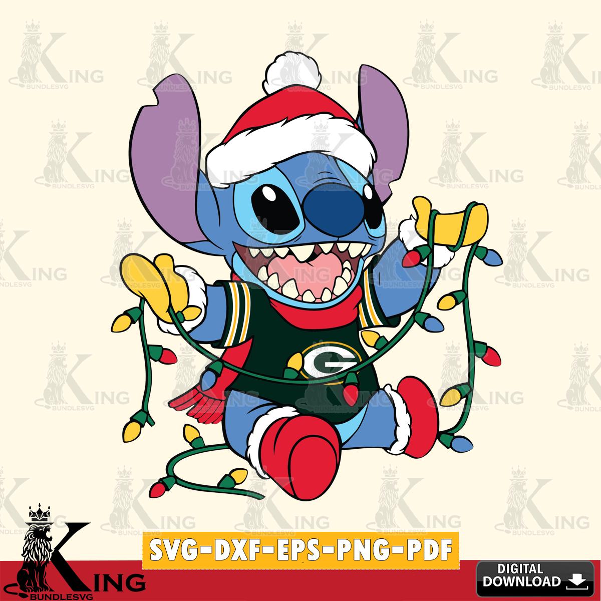 Green Bay Packers Stitch Christmas Lights SVG, NFL for Cricut, Silhouette, Digital Download , file cut