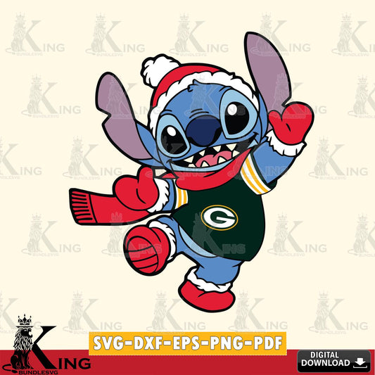Green Bay Packers Stitch Disney Christmas SVG, NFL for Cricut, Silhouette, Digital Download , file cut