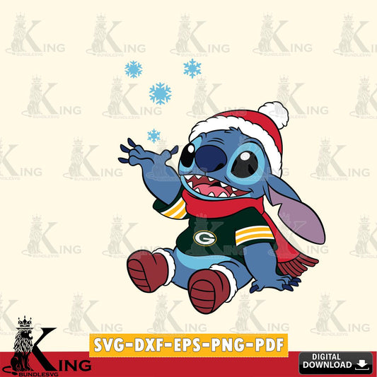 Green Bay Packers Stitch Wearing Winter Scarf SVG, NFL for Cricut, Silhouette, Digital Download , file cut