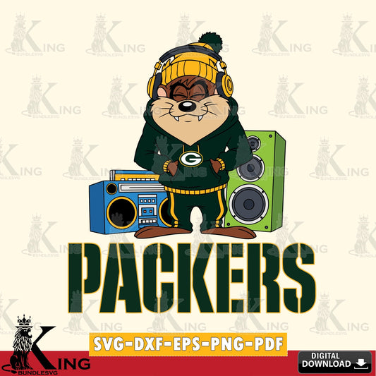 Green Bay Packers Taz Hip Hop Cut file  , Digital Download , Instant Download, Looney Tunes svg, Football svg