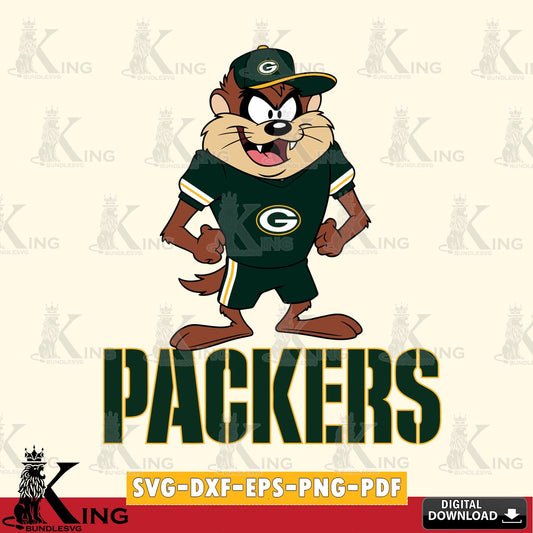 Green Bay Packers Taz Standing Pose Cut file  , Digital Download , Instant Download, Looney Tunes svg, Football svg