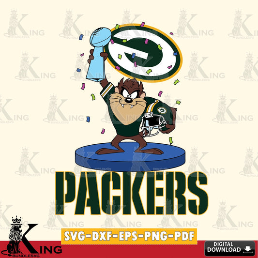 Green Bay Packers Taz Trophy Podium Cut file  , Digital Download , Instant Download, Looney Tunes svg, Football svg
