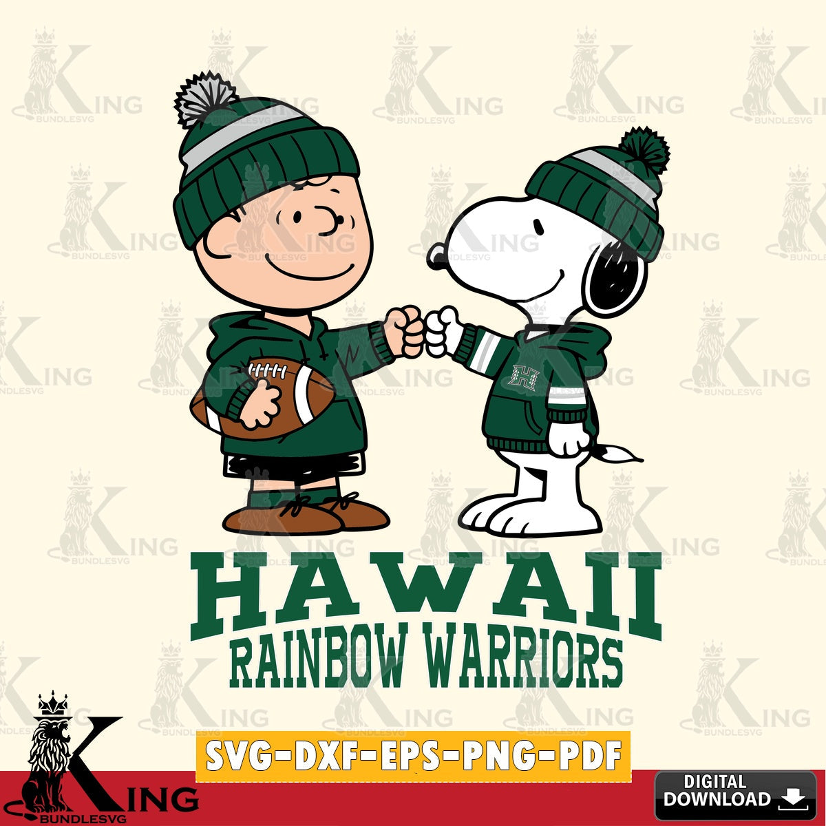 Hawaii Rainbow Warriors CharlieBrown Football Fist Bump SVG, Cricut, Cut file  , Digital Download , Instant Download, Peanuts svg, NCAA svg, Football svg, Sport svg