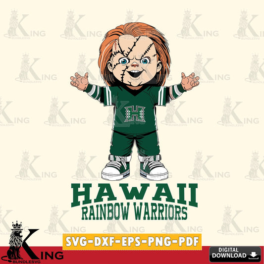 Eye-catching graphic of Hawaii Rainbow Warriors Chucky Football, digital file for silhouette cameo and cricut projects