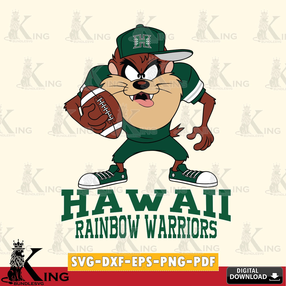 Hawaii Rainbow Warriors Đồng phục bóng đá Taz SVG file, Cut file  , Digital Download , Instant Download, Taz svg, NCAA svg