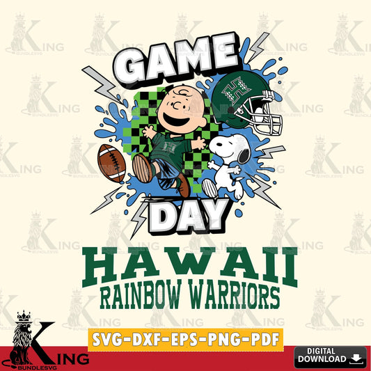 Hawaii Rainbow Warriors Game Day Peanuts SVG, Cricut, Cut file  , Digital Download , Instant Download, Peanuts svg, NCAA svg, Football svg, Sport svg