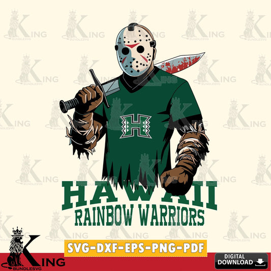 High-quality graphic of Hawaii Rainbow Warriors Jason Voorhees Football, digital clipart compatible with laser engraving and