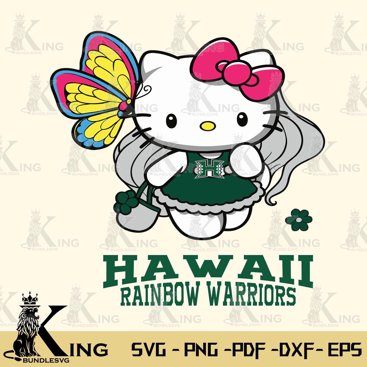 Hawaii Rainbow Warriors Kitty Cartoon Svg Eps Dxf Png File, Digital Download