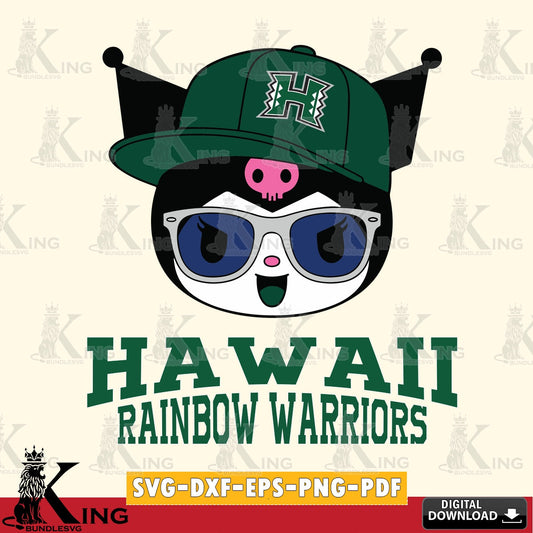 Hawaii Rainbow Warriors Kuromi Football Cool SVG file, Cricut, Cut file  , Digital Download , Instant Download, Sanrio svg, Clipart