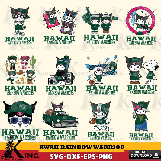 Hawaii Rainbow Warriors Kuromi Football Jersey NCAA Bundle SVG file, Cricut, Cut file  , Digital Download , Instant Download, Sanrio svg, Clipart