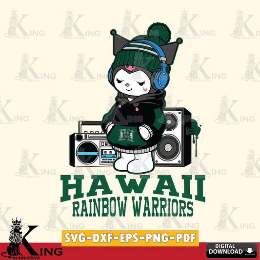 Hawaii Rainbow Warriors Kuromi Football Music SVG file, Cricut, Cut file  , Digital Download , Instant Download, Sanrio svg, Clipart