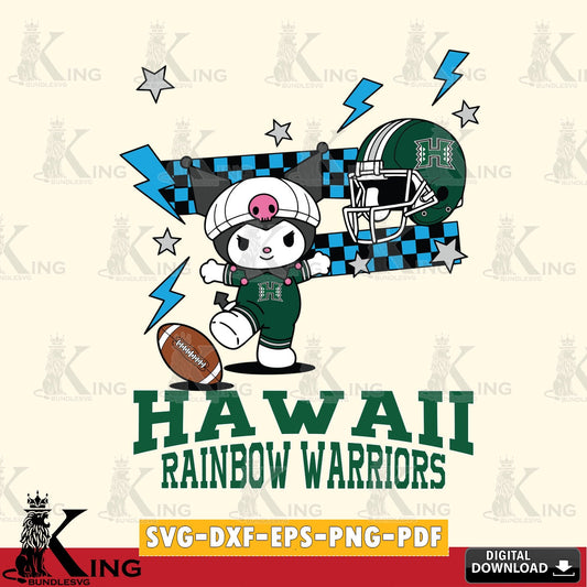 Hawaii Rainbow Warriors Kuromi Game Day SVG file, Cricut, Cut file  , Digital Download , Instant Download, Sanrio svg, Clipart
