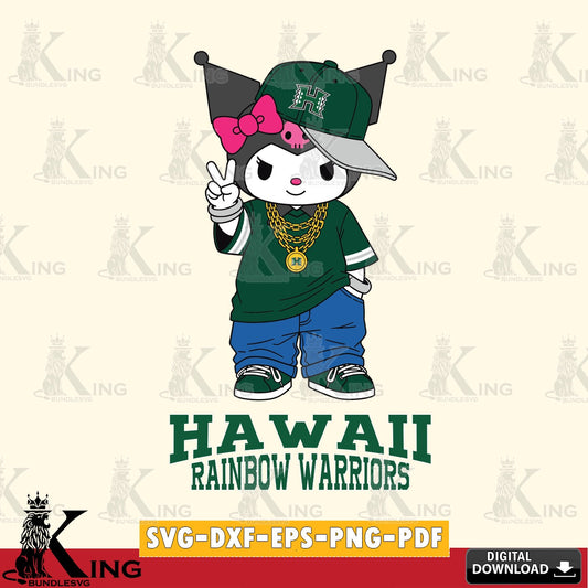 Hawaii Rainbow Warriors Kuromi Streetwear Style SVG file, Cricut, Cut file  , Digital Download , Instant Download, Sanrio svg, Clipart