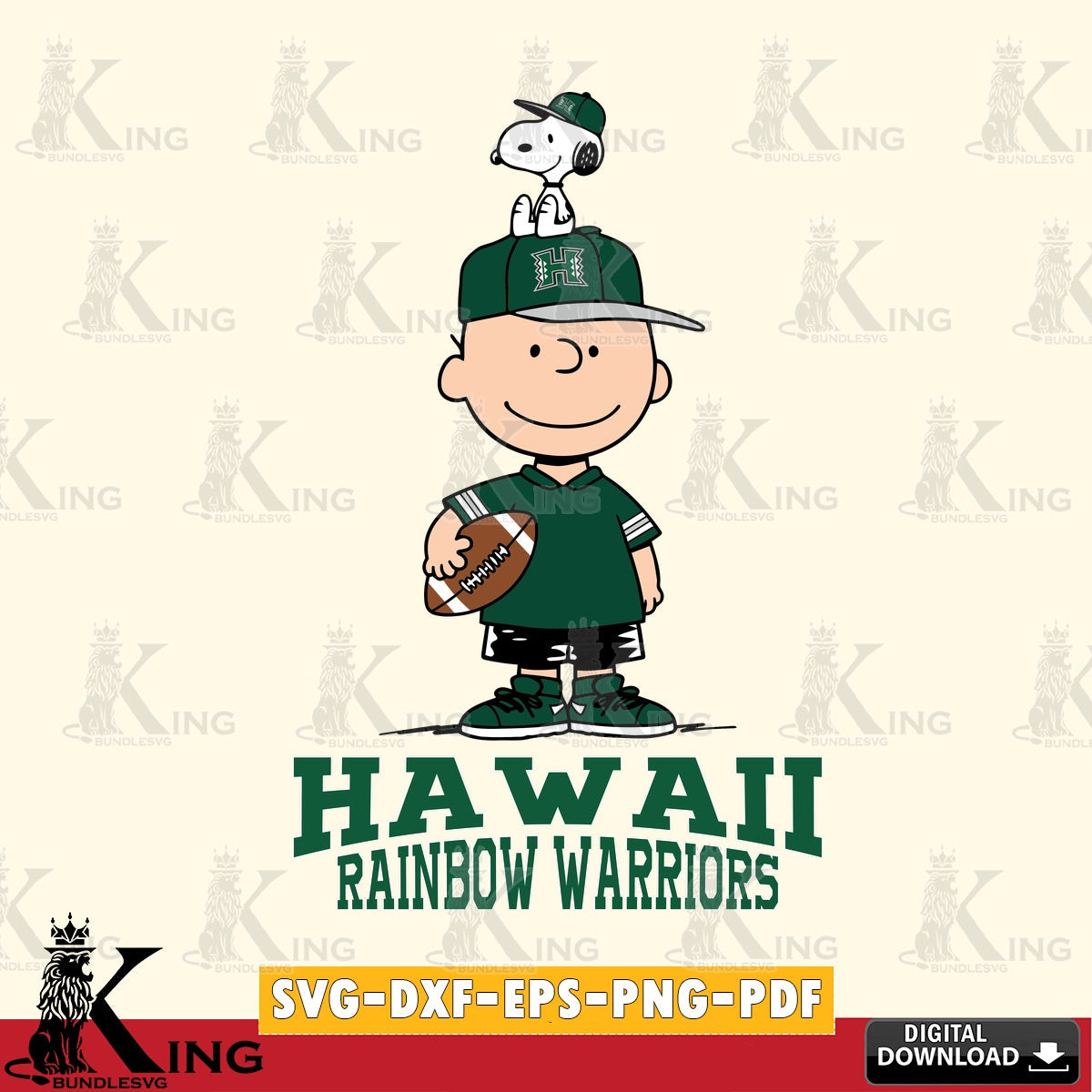 Hawaii Rainbow Warriors Peanuts Football Rugby SVG, Cricut, Cut file  , Digital Download , Instant Download, Peanuts svg, NCAA svg, Football svg, Sport svg