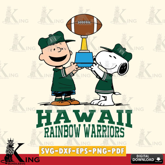 Hawaii Rainbow Warriors Peanuts Football Trophy SVG, Cricut, Cut file  , Digital Download , Instant Download, Peanuts svg, NCAA svg, Football svg, Sport svg