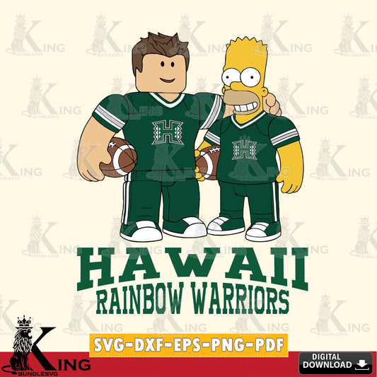Hawaii Rainbow Warriors Roblox & Homer Simpson Football SVG file , NCAA Cricut,  File cut , Digital Download , PDF File