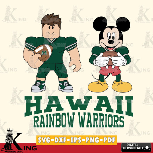 Hawaii Rainbow Warriors Roblox & Mickey Football SVG file , NCAA Cricut,  File cut , Digital Download , PDF File