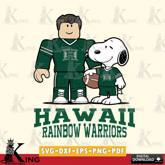 Hawaii Rainbow Warriors Roblox & Snoopy Football SVG file , NCAA Cricut,  File cut , Digital Download , PDF File
