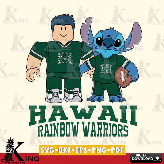 Hawaii Rainbow Warriors Roblox & Stitch Football SVG file , NCAA Cricut,  File cut , Digital Download , PDF File