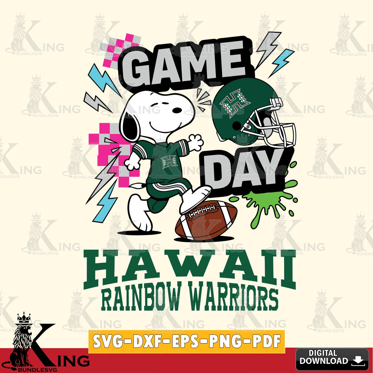 Hawaii Rainbow Warriors Snoopy Game day SVG, Cricut, Cut file  , Digital Download , Instant Download, Peanuts svg, NCAA svg, Football svg, Sport svg