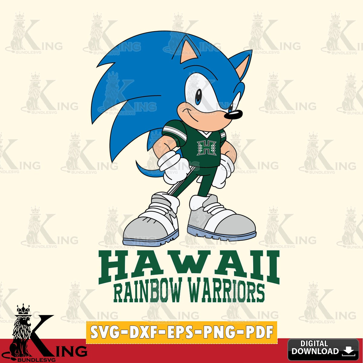 Detailed illustration of Hawaii Rainbow Warriors Sonic Football Star Mascot, high-quality vector for DIY scrapbooking and home