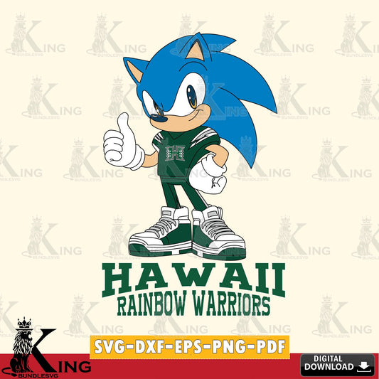 Stylish representation of Hawaii Rainbow Warriors Sonic Like Football, a digital clipart compatible with laser engraving and