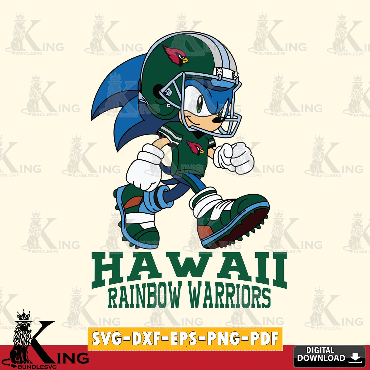Creative design featuring Hawaii Rainbow Warriors Sonic Ready Football crafting file for iron-on transfer and vinyl decals