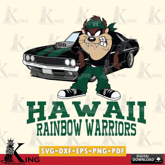 Hawaii Rainbow Warriors Taz Racing Car SVG file, Cut file  , Digital Download , Instant Download, Taz svg, NCAA svg