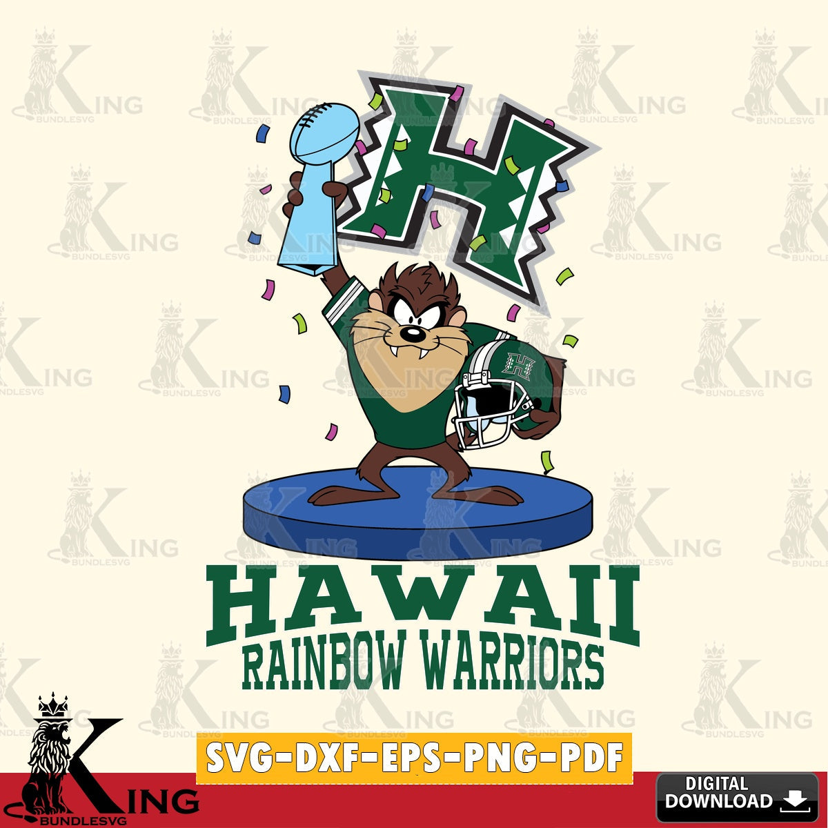 Hawaii Rainbow Warriors Taz Trophy Podium SVG file, Cut file  , Digital Download , Instant Download, Taz svg, NCAA svg