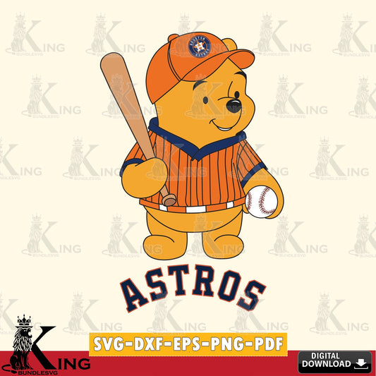 Digital clipart of Houston Astros Baseball Batter Winnie the Pooh, PNG clipart for sublimation printing and graphic design