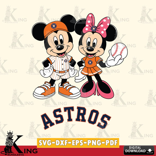 Houston Astros Baseball Mickey Minnie Mouse SVG file , For Cricut,  File cut , Digital Download , PDF File, Cut Files