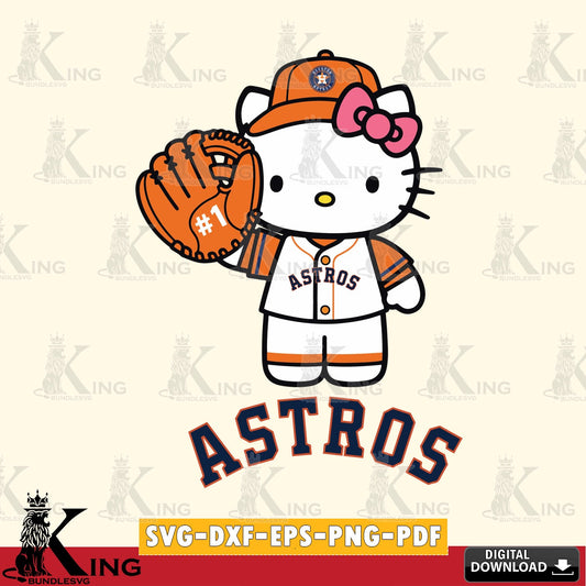 All-in-one bundle of Houston Astros Hello Kitty Baseball crafting file for iron-on transfer and vinyl decals