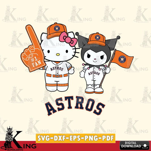 Ultimate set containing Houston Astros Hello Kitty Kuromi Fan Baseball digital clipart compatible with laser engraving and cutting