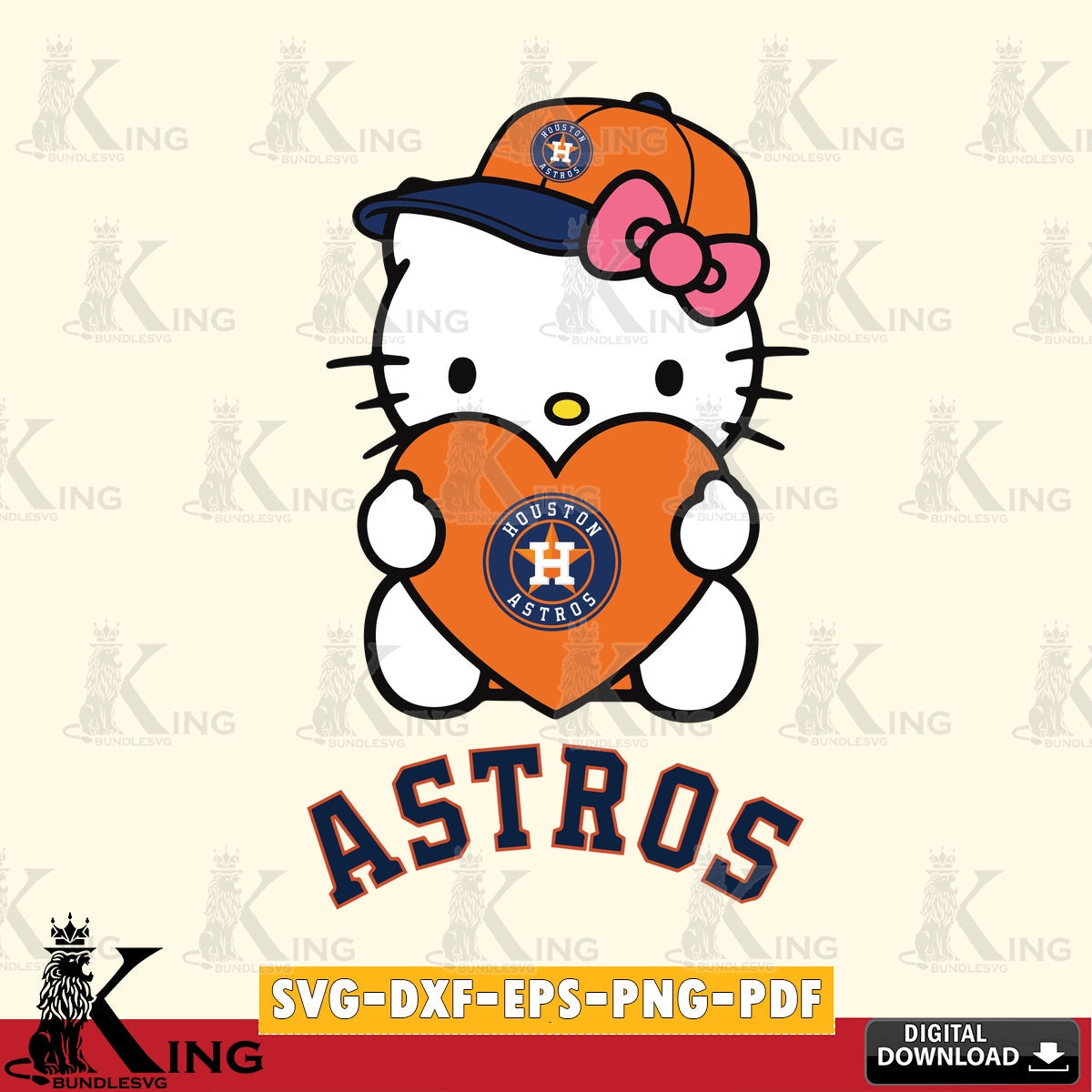 Variety pack of Houston Astros Hello Kitty baseball heart crafting file for iron-on transfer and vinyl decals