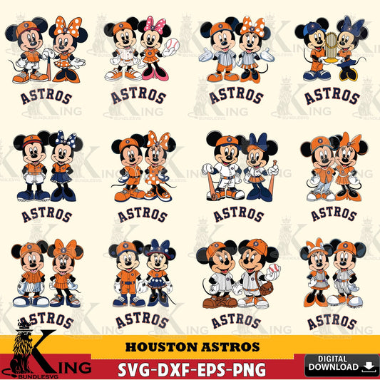 Houston Astros Mickey Minnie Baseball Player MLB Bundle SVG file , For Cricut,  File cut , Digital Download , PDF File, Cut Files