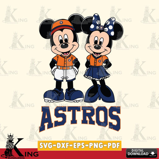 Houston Astros Mickey Minnie Mouse Baseball SVG File, MLB for Cricut, Silhouette, Digital Download , file cut