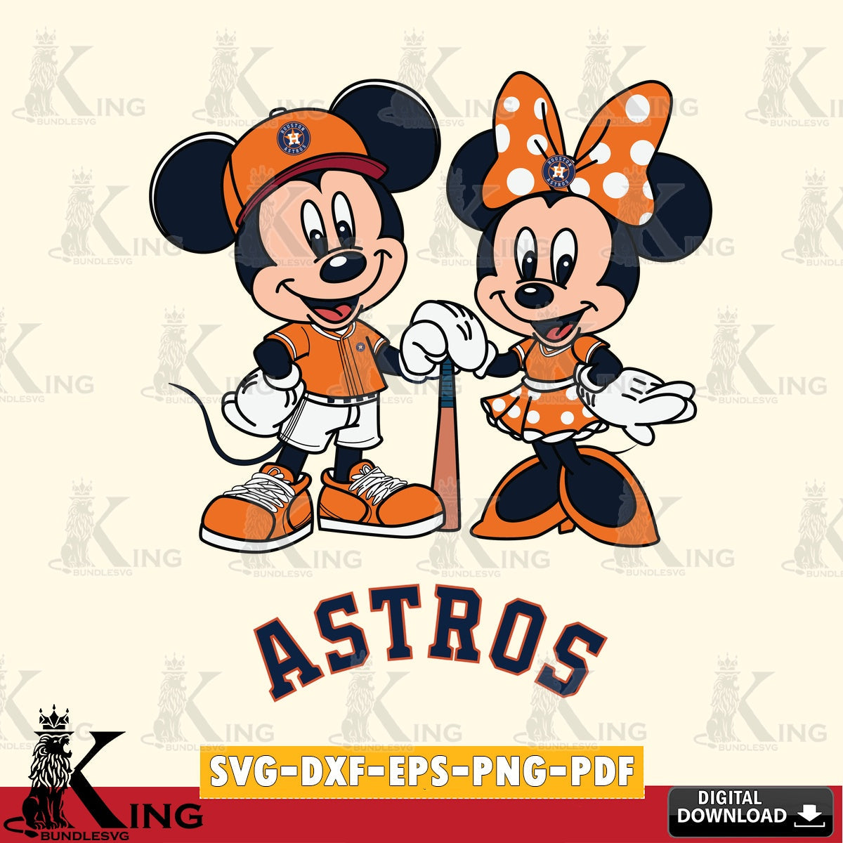 Houston Astros Mickey Minnie Mouse Sport SVG file , For Cricut,  File cut , Digital Download , PDF File, Cut Files