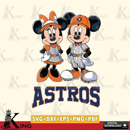 Houston Astros Mickey Minnie Sport SVG File, MLB for Cricut, Silhouette, Digital Download , file cut