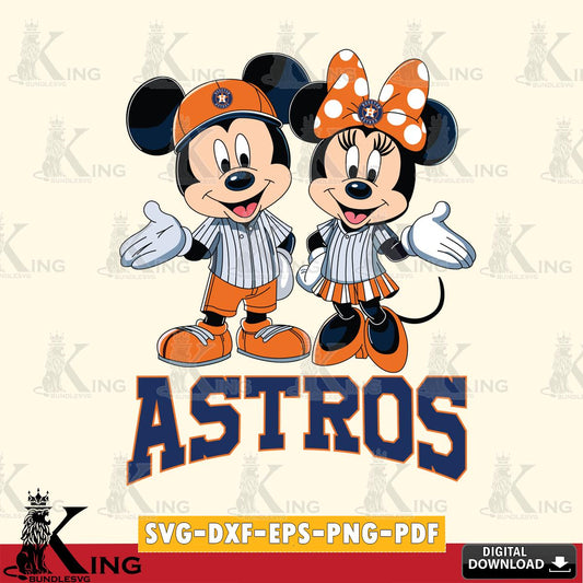 Houston Astros Mickey Minnie couple SVG File, MLB for Cricut, Silhouette, Digital Download , file cut