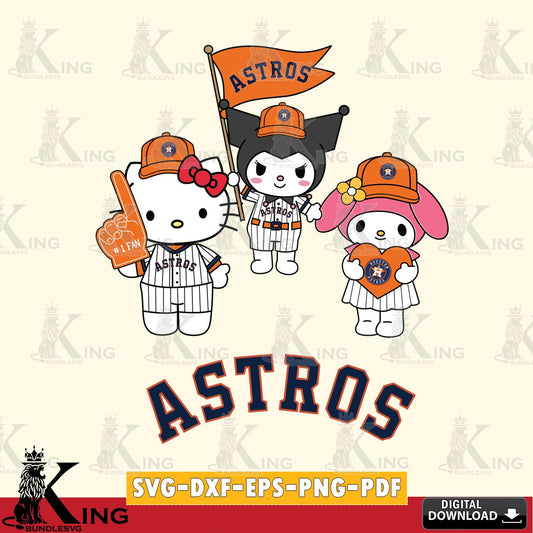 Eye-catching graphic of Houston Astros Sanrio Squad, a cute cut file ideal for vinyl projects and T-shirt printing.