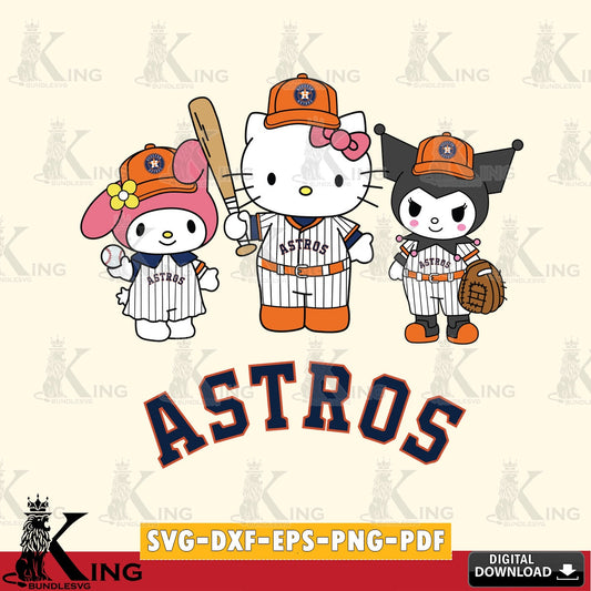 Variety pack of Houston Astros Squad kitty kuromi melody SVG PNG files perfect for Cricut and Silhouette cutting