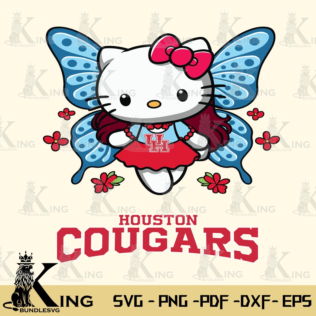 Houston Cougars Butterfly Kitty Charm Svg Eps Dxf Png File, Digital Download