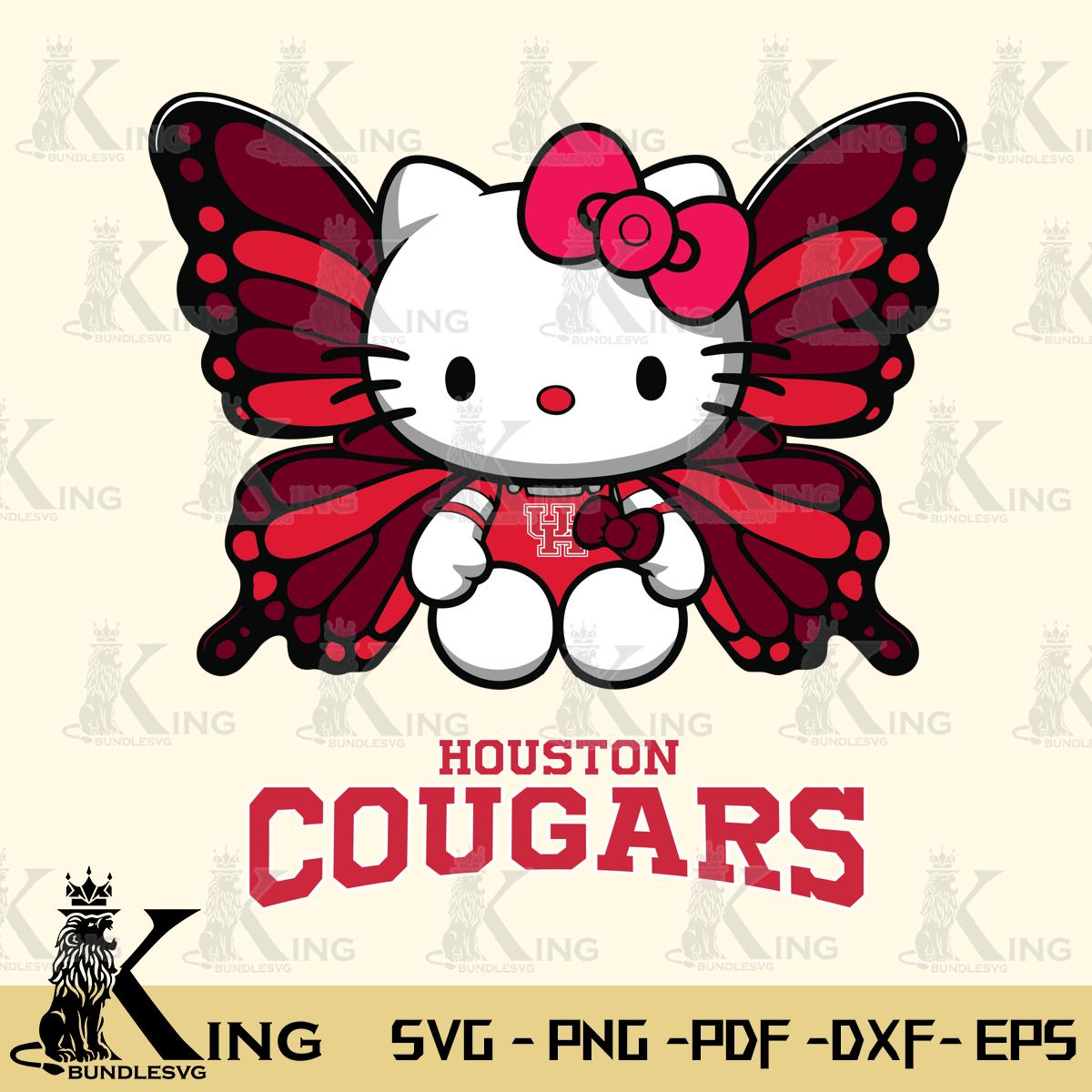 Houston Cougars Butterfly Kitty Delight Svg Eps Dxf Png File, Digital Download