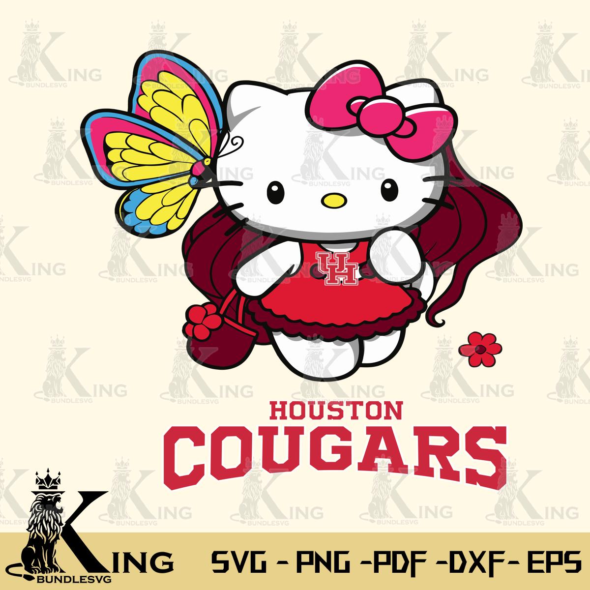 Houston Cougars Kitty Cartoon Svg Eps Dxf Png File, Digital Download