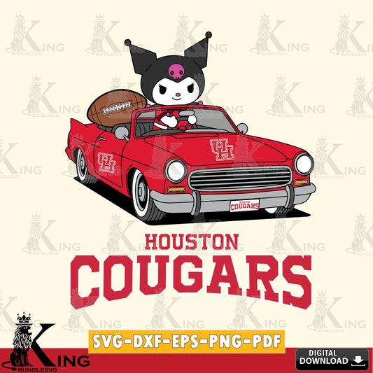 Houston Cougars Kuromi Car Football Game SVG file, Cricut, Cut file  , Digital Download , Instant Download, Sanrio svg, Clipart