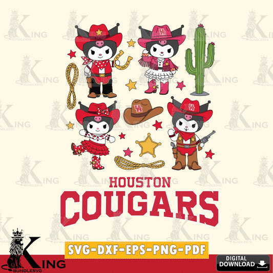 Houston Cougars Kuromi Cowboy Western SVG file, Cricut, Cut file  , Digital Download , Instant Download, Sanrio svg, Clipart